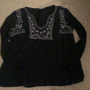 Navy Long Sleeve light weight silky tunic top Abercrombie & Fitch size XS